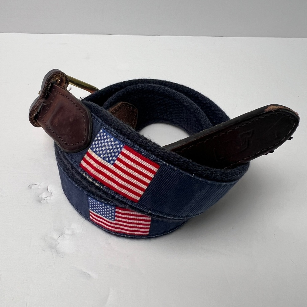Vineyard Vines American Flag Red White Blue Belt 28 waist